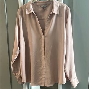 H&M Pink Long Sleeve Button Down Shirt with Notched Collar
